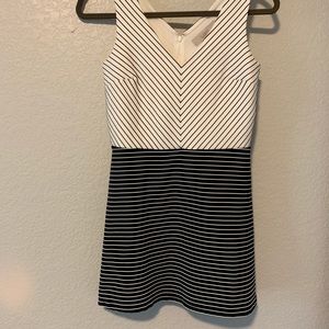 LOFT Black and White Striped Sleeveless Dress